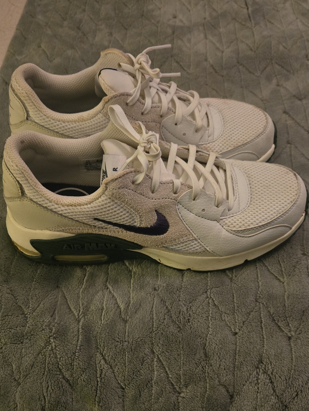 Nike Women’s White Mesh & Suede Sneakers with Green Swoosh